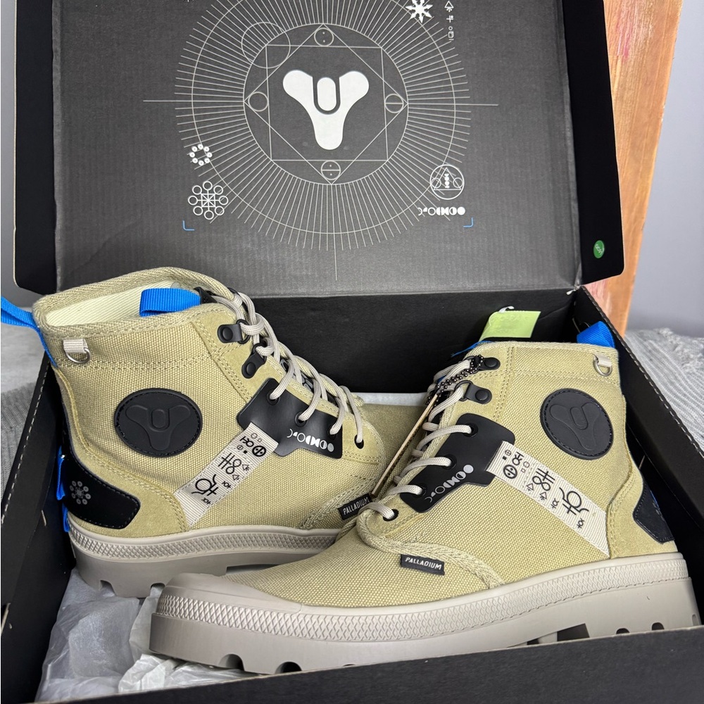 Palladium Tan and Black High-Top Sneakers